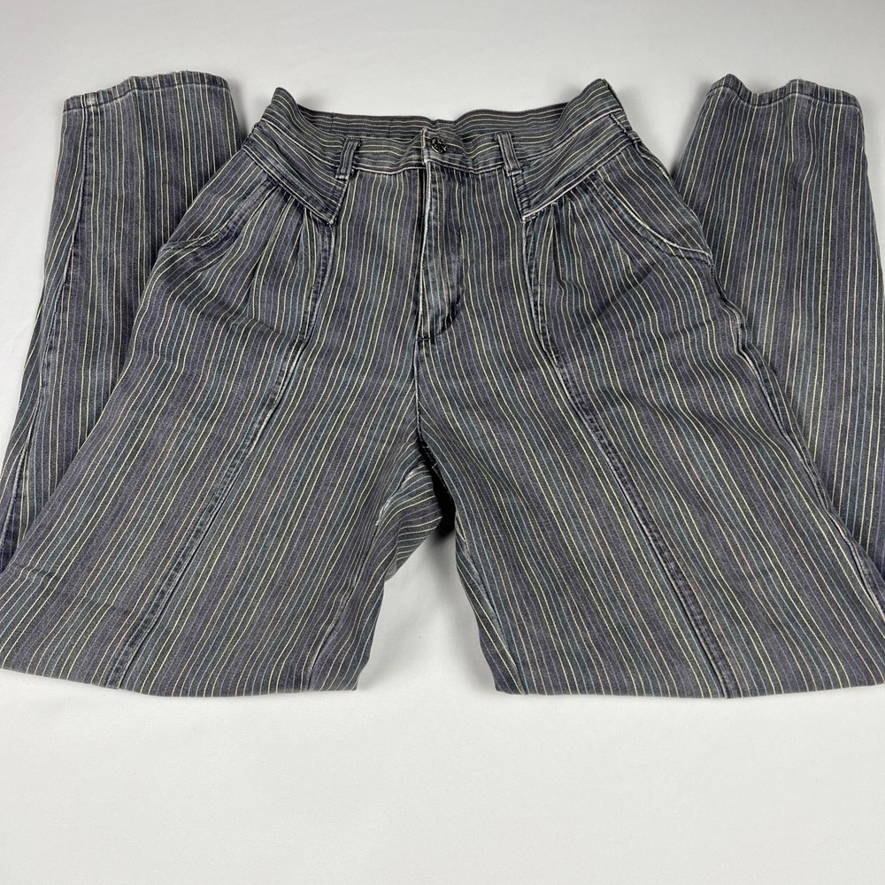 Vintage Sergio Valente Cotton Rainbow Pinstripe Jeans Size 9